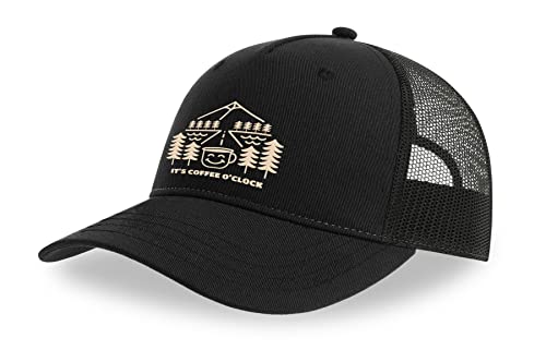 Casquette de camionneur filet respirant coton noir visière courbée taille unique réglable