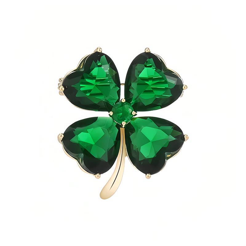 Image of Rhinestone Leaf Brooch Pins - Crystal & Gold-plated Lapel Pin Jewelry for Women - Birthday Gift for Wife or Friends