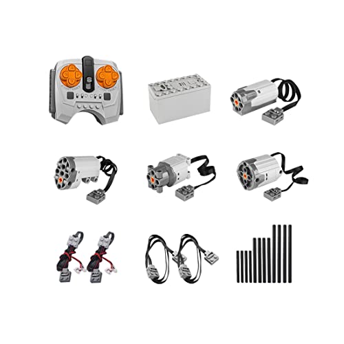 Misini 22 Pieces Technology Power Functions Set, Including Xl/L/M/Servo Motors Kit (Rc/App,Parts Shaft Cross), Remote Control Battery Box, Extension Cable Light Cable, Compatible With Lego (4-Dj) #TOP1