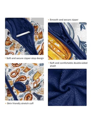 Beer and Pretzel Bread Girls Fleece Jacket Girls Fall Jacket Boys Coats Zip Up Hoodie Children Outerwear 2-10T3