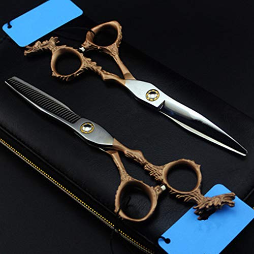 Professional Hair Cutting Shears, 6 inch professional japan 440c gold dragon hair scissors set cutting barber haircut thinning shears hairdressing scissors (Color : Thinning)