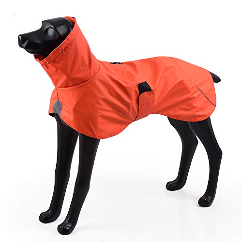 BlackDoggy 犬用 PU 防水レインコート 軽量・着脱簡単 梅雨・雪対策 小型・中型・大型犬用 (LL, オレンジ)