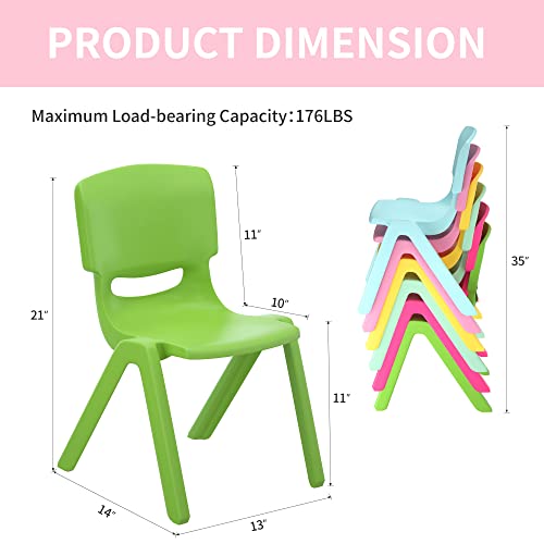 Tonahutu 6Pcs Colorful School Stackable School Chairs With 11Inch Seat Height Plastic Classrooms Chairs For Kids Learning Chairs Indoor Outdoor For Home,Preschool,Daycare Center #TOP2
