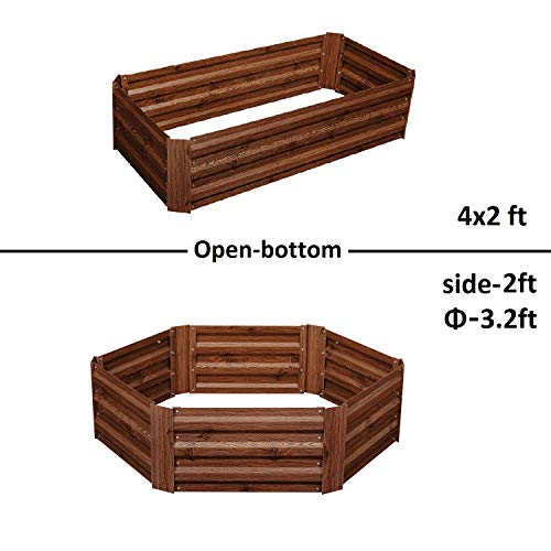 Leisurelife Metal Raised Garden Bed Planter Box Kits for Vegetables Outdoor, Brown, Steel