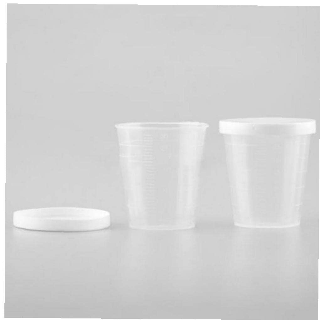 10 Bicchierini Dosatori In Plastica Da 30 Ml Con Coperchio Bianco, Per Medicinali O Campioni - 3