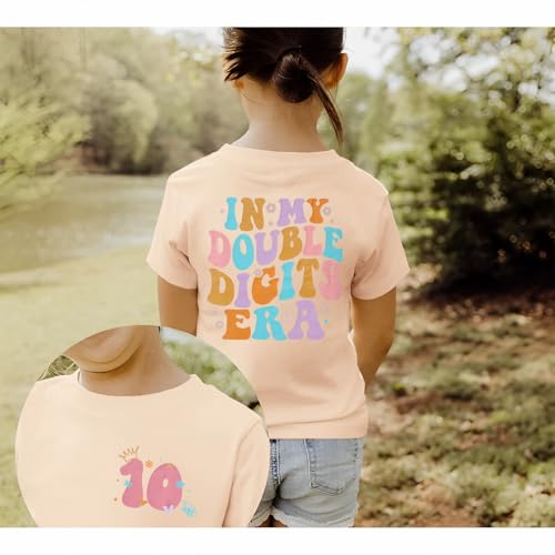 Image of IZYJOY in My Double Digits Era Shirts Girls 10th Birthday T-Shirts 10 Years Old Birthday Party Short Sleeve Summer Tee Tops
