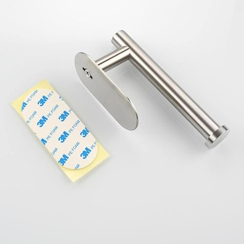 Miniatura 6 de Soporte de papel higiénico de acero inoxidable - Dispensador de rollo de papel de seda adhesivo montado en la pared para baño acabado de níquel