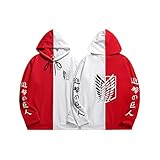  Tomwell Attack on Titan AOT Scoutisme Légion Reconnaissance Troupe Sweat À Capuche Hommes Femmes Pull Anime Pull 3D Impression Patchwork À Manches Longues Sweatshirt Chemise Top Rouge S