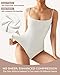 SUUKSESS Women Sexy Square Neck Thong Bodysuits Sleeveless Backless Cami Body Suits Top (White, M)