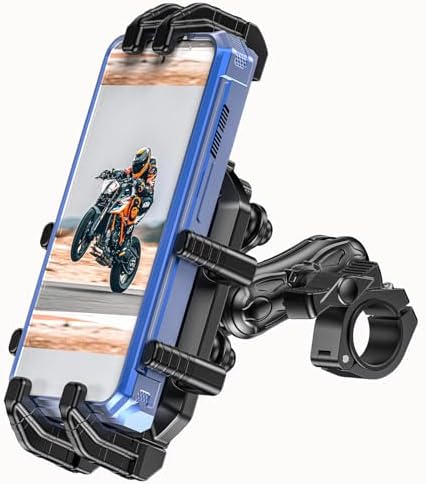 Motorcycle Phone Mount with Vibration Dampener & Secure Lock, [Si...