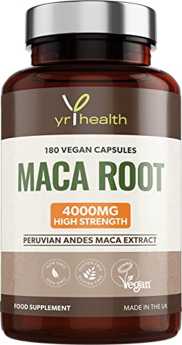 YrHealth Maca Root Capsules 4000mg, 180 Vegan