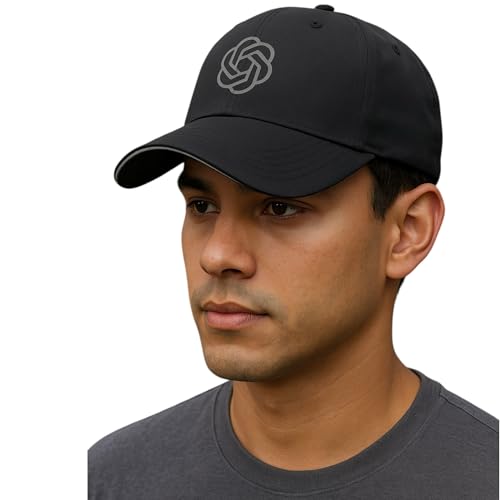 Image of Gildman Classic Baseball Cap, Black with Grey Logo, Polyester Blend, Adjustable Strap, Waterproof, Baseball Cap for Men and Women, Caps Men for All Sports Cap for Men Women Unisex