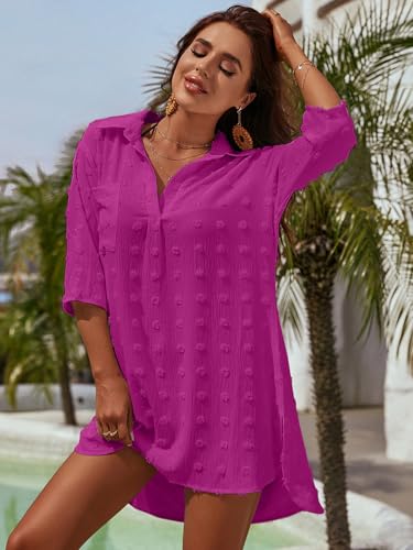 Image of Blooming Jelly Womens Swimsuit Coverups White Chiffon Bathing Suit Cover Up Bikini Swimwear Beach Dress Outfits