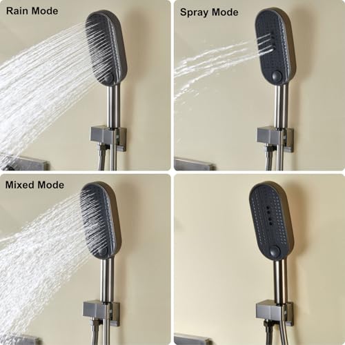 Ensemble de douche 450x80mm mural avec douchette à main 3 modes - 5