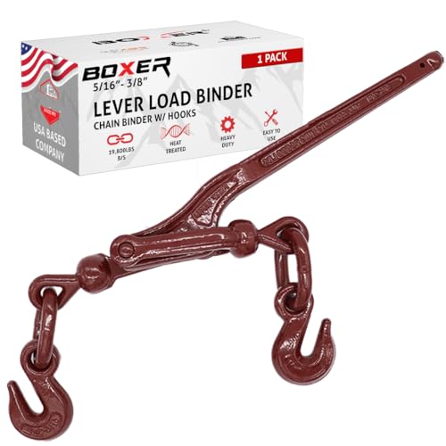 Image of Boxer Heavy Duty Chain Lever Load Binder with Forged Grab Hooks, 5 /16 inch - 3 /8 inch - Chain Binder Tie Down - 19,800 LBS Breaking Strength