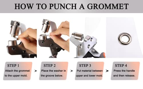 Bizoepro Grommet Tool Kit, 3/8 Inch Eyelet Kit Press Pliers (10Mm) Punch Hole Maker Manual Handheld Machine With 500Pcs Silver Grommets #TOP5