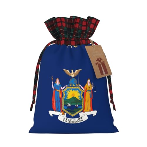 POEZJZW Geschenktüte mit Kordelzug, Motiv: New Yorker Flagge, Snack-Tasche, Süßigkeitentüte, perfekt für Feiern, Weihnachten, Geburtstage, Partys usw