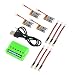 4pcs 1S 3.7V 220mAh LiPo Battery 35C with 6 in 1 Charger and Cable for Eachine E010 JJRC H36 NIHUI NH010 GoolRC T36 Holystone Hs210 Furibee F36 Blade Mcx2 Battery RC Quadcopter Drone Spare Parts