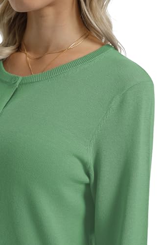 Image of QUALFORT Women's 100% Cotton Lightweight Cardigans Long Sleeve Knitted Button Down Sweater