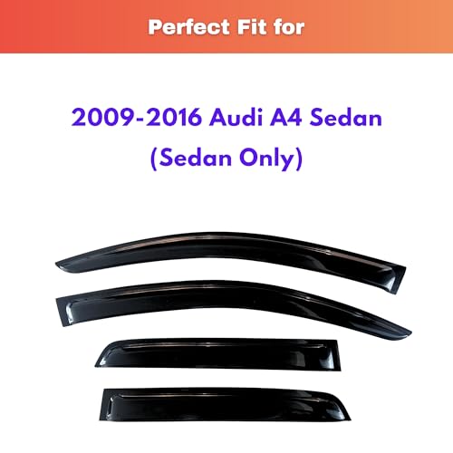 Image of KPY Rain Guards Fit for 2009-2016 Audi A4 Sedan, Out-Channel Window Visors Vent Wind Deflectors 4PC, Car Accessories for 09-16 Audi A4 (Sedan Only)