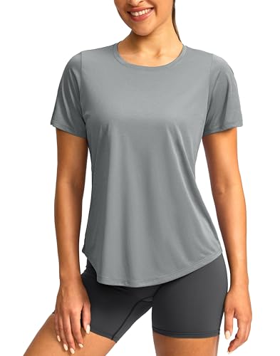 Image of Women's Short Sleeve Workout Shirts UPF 50+ Sun Protection T-Shirts Quick Dry Breathable Gym Running Hiking Tops for Women