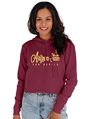 Blue 84 Women's Arizona State Sun Devils Vintage Crop Hoodie, Arizona State Sun Devils Maroon, Small