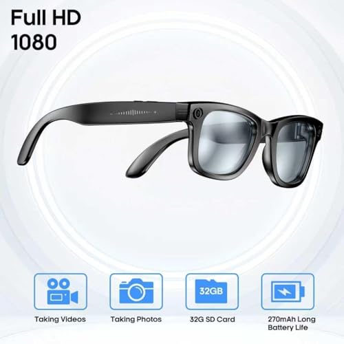 Gafas inteligentes grabación video 4K audio Bluetooth manos libres y diseño oreja abierta 5
