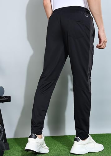 Image of Force NXT Black Jogger for Men Pack of 1 | Men's Dry Fit Active Wear Pants | Stretchable Lowers with Zipper Pockets | Anti Odour Jogger Pant for Gym, Yoga and Sports