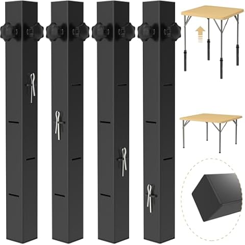 Fengone Table Leg Extenders for Folding Table Square Table Risers for Folding Table Metal Table Height Extender Adjustable Folding Table Riser Adjustable Height 3.2", 5.1", 8.1" or 11.2" Cover