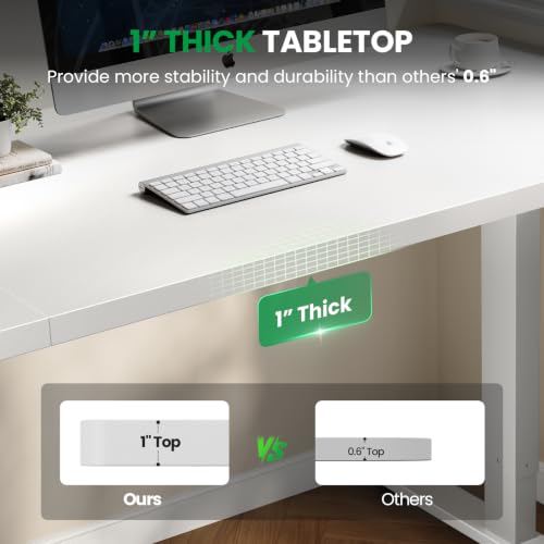 Image of White 71x30 in Electric Standing Desk, 1 Inch Thick Tabletop