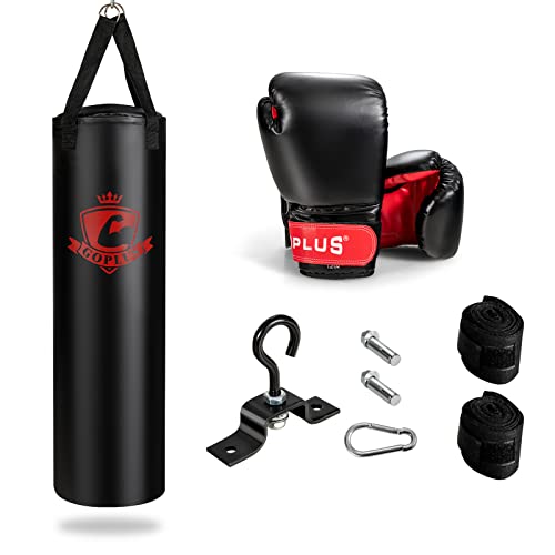COSTWAY Sacco da Boxe per Adulti 29 kg, Sacco da Boxe Appeso con Guanti, Gancio e Fasce per Mani, Ideale per Muay Thai, Karate, Taekwondo