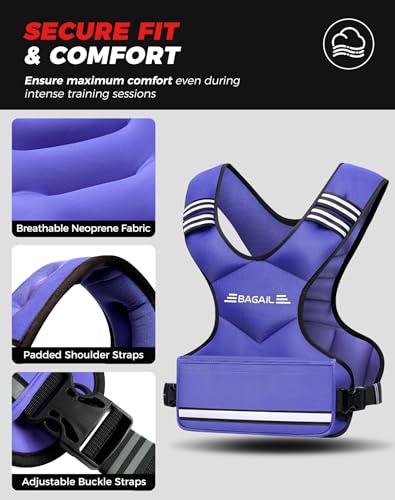 Image of BAGAIL Adjustable Weighted Vest for Women 4-10lb /12-18lb /20-32lb, Comfortable U-Neck Rucking Vest with 6 Removable Weights, Storage Pocket and Reflective Strips for Walking, Jogging, Weight Loss