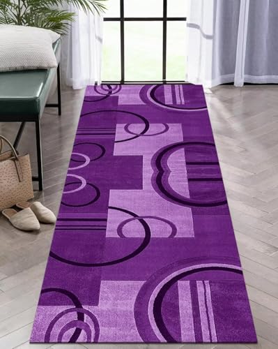 Tapis de couloir anti-fouling lavable violet 100 x 400 cm antidérapant