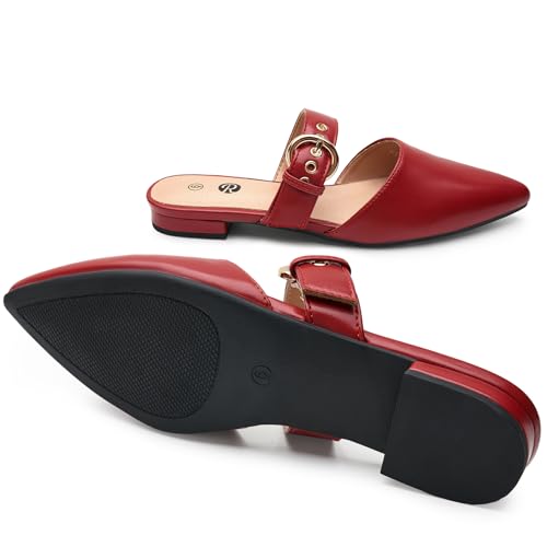 Image of Rekayla Mules for Women Adjustable Strap Pointed Toe Backless Loafer Shoes