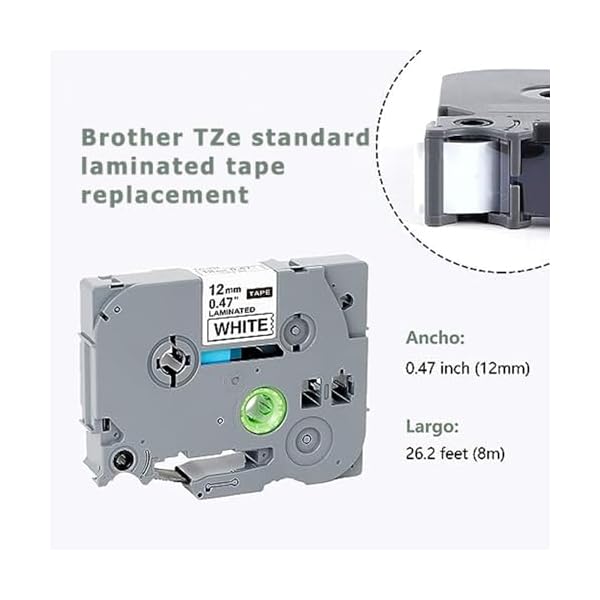 AIFUSI Etikettenband kompatibel mit Brother P Touch Etikettenband TZe-231 TZ-231 Standard Laminatband für PT-D200 PT-D210 PT-H110 PT-D600 Etikettenhersteller - 12 mm x 8 m, Schwarz auf Weiß, 4er-Pack – Bild 4