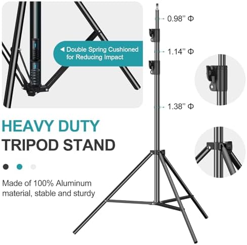 EMART Photo Video Studio 6m Wide 3m Tall Adjustable Heavy Duty Photography Backdrop Stand, Background Support System Kit with 3 Stands, 8 Spring Clamps, 1 Carrying Bag