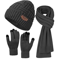 Dark Grey Hat Scarf Gloves Set