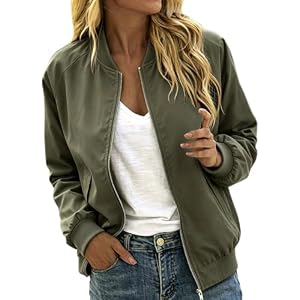Bomberjacke Damen Leichte Herbstjacke Reißverschluss Kurz Pilotenjacke Blouson Damen Jacke Dünne Langarm Übergangsjacke College Jacken Mädchen Fliegerjacke
