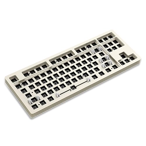 A.JAZZ DIY Mechanical Wireless Keyboard Kit with Tri-Mode Connection, Hot-swap Rechargeable Metal Stack Base, 80% Compact 87 Key TKL Layout, Compatible with 3/5Pin Gateron/Cherry/Kailh Switch (White) -  AKC087