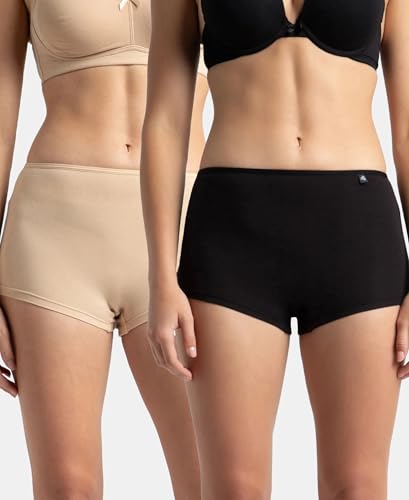 Image of Jockey SS04 Women High Coverage Super Combed Cotton Elastane Stretch Boy Leg (Pack of 2)