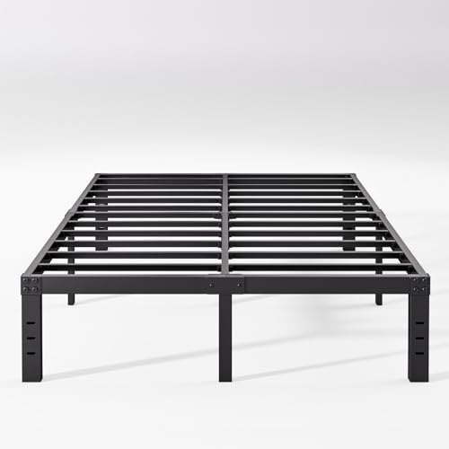 Neslime Marco de cama de tamaño matrimonial de 12 pulgadas de alto, marco de cama de plataforma, tamaño matrimonial, resistente, fácil de montar, sin ruido, color negro