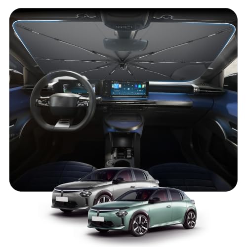 [2026 Upgrade] BSTW Kompatibel mit Lancia Ypsilon 2024 2025 2026 Sonnenschutz für Frontscheibe, Automatisch Faltbar Pull-Cord-Sonnenschirm Fiberglas-Skelett UV-Schutz Hitzeschutz Ypsilon Zubehör