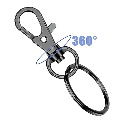 100PCS Premium Swivel Snap Hook Keychains with Key Rings, Metal Keychain Clip and Key Ring, 50PCS Key Chain Hooks and 50PCS Key Rings for Lanyard Crafts Jewelry Making Black 32mm/1.25inches by Sugiury - Used condition - Image 4