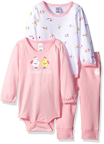 Carhartt Baby Girls' 3-Piece Clothing Gift Set-Long Sleeve, Chick Pink, 18M