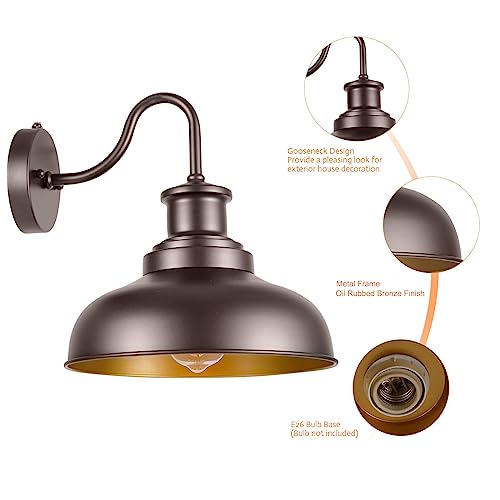 Diyel Dusk To Dawn Outdoor Gooseneck Barn Light Outdoor Wall Sconce Farmhouse Exterior Wall Mount Light Vintage Wall Lighting Fixture Industrial Black Wall Lantern For Porch, Ddrz007-2 Orb #TOP4