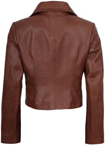 Decrum Cropped Leather Jacket Women – Trendy Short Real Lambskin Womens Leather Jacket - Image 2