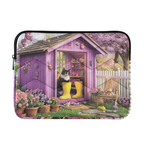 Funda protectora para laptop, funda de transporte con diseño de gato y botas amarillas