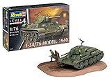 Revell REV-03294 T-34/76 Modell 1940, Panzermodellbausatz 1:76, 8,1cm Toys, unlackiert