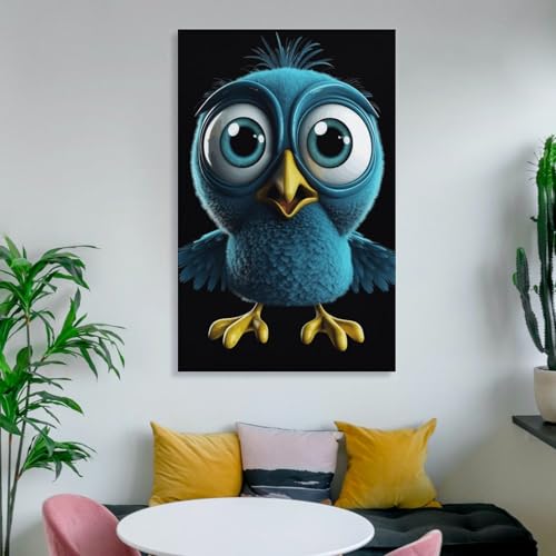 Impression sur toile moderne oiseau bleu cadre mural chambre et bureau