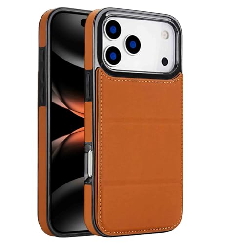 Coque iPhone 17 Pro Max orange en cuir avec rabat magnétique pour vos déplacements urbains